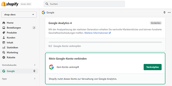 Google Analytics 4 für Shopify
