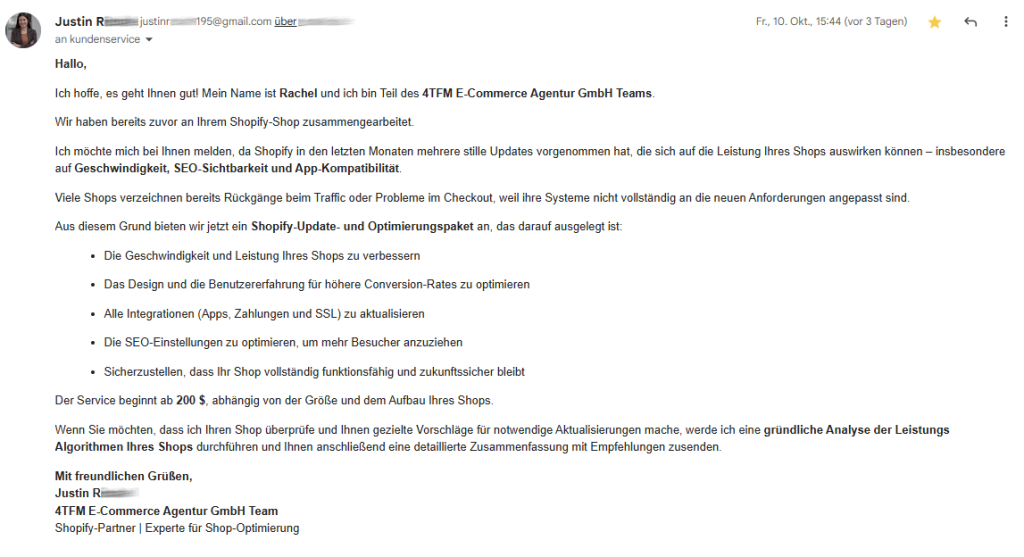 Beispiel einer Phishing-Mail