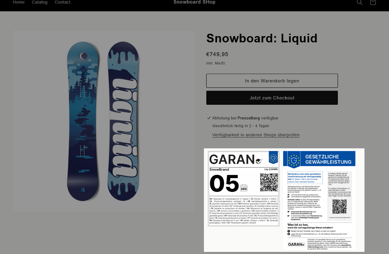 Gewährleistungslabel im Shopify-Shop: Pflicht, keine Kür, aber GARAN-Label optional